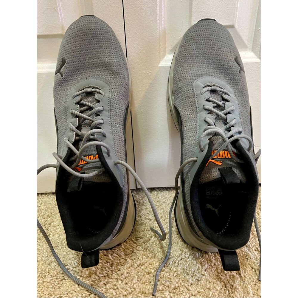 PUMA Zip C Grey Neon Orange Lightweight Running Shoes 11